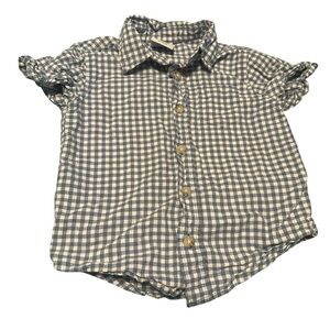 Wrangler Kids Blue and White Checkered Button Down Shirt